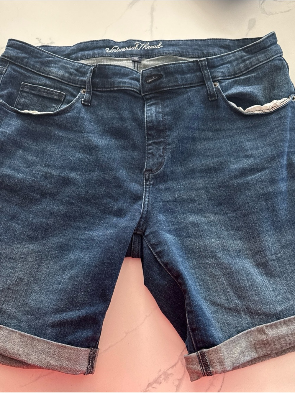 Universal Thread Dark Blue Jean Shorts with Rolled Hem